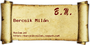Bercsik Milán névjegykártya