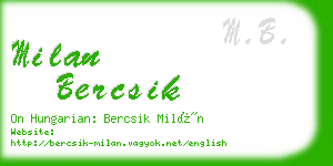 milan bercsik business card